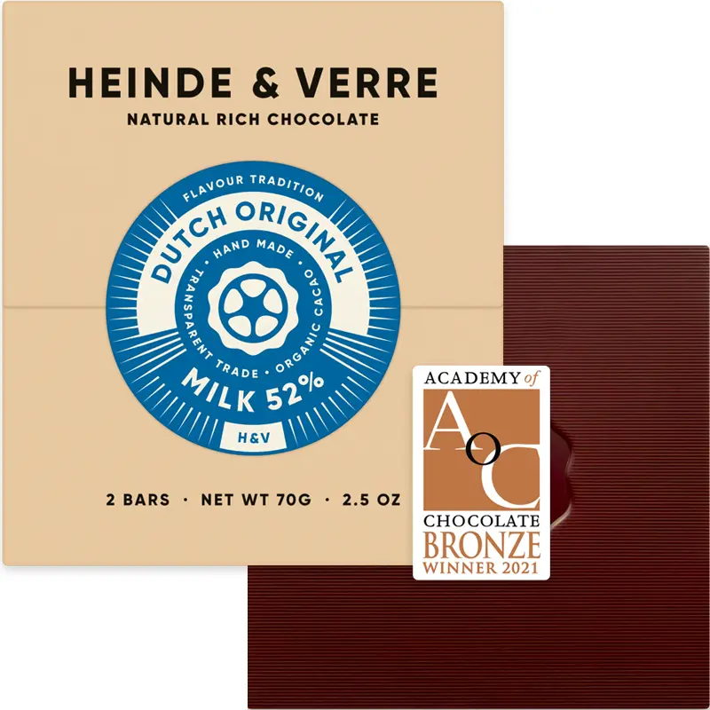 HEINDE & VERRE | Milchschokolade »Dutch Original« 52% | 70g Prämierte Milchschokolade von Heinde und Verrre