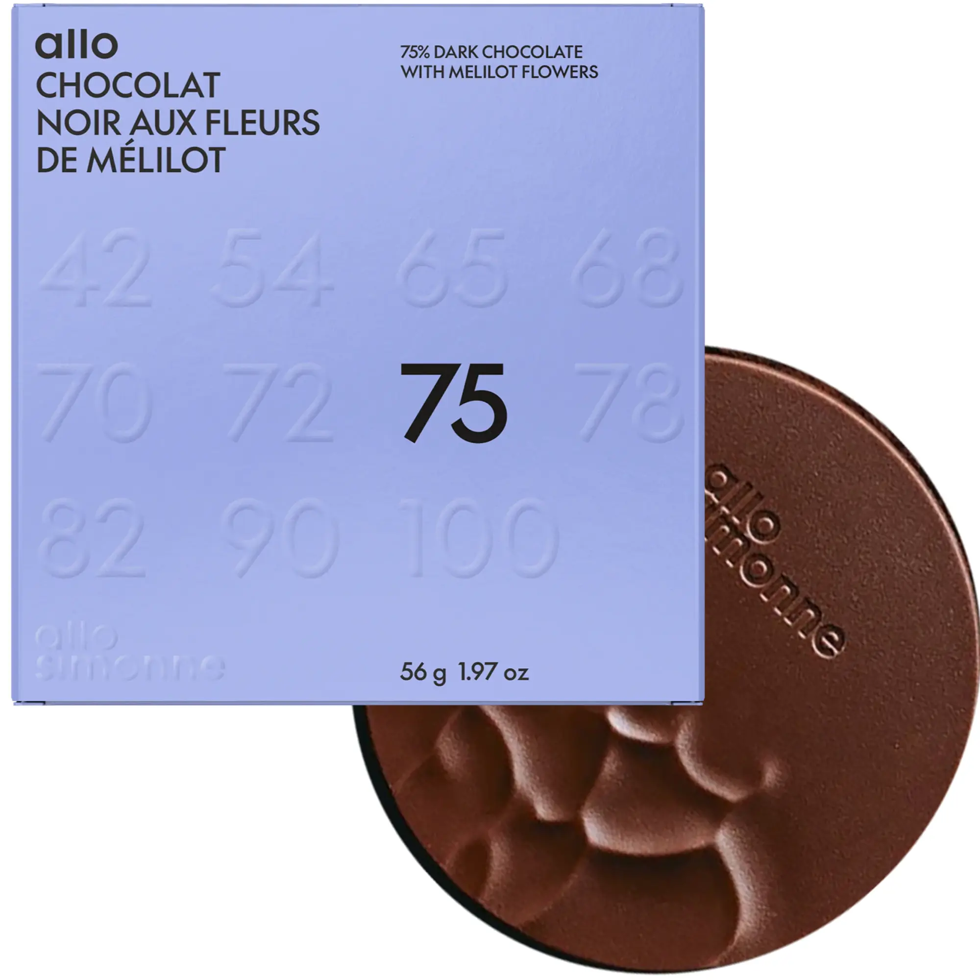 ALLO SIMONNE | Dunkle Schokolade & Steinkleeblüte »Aux Fleurs de Mélilot« 75% | 56g Schokolade Fleurs de Melilot von Allo Simonne