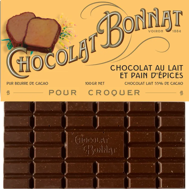 BONNAT | Milchschokolade & Lebkuchen »Chocolat au Lait et Pain D'Épices« 55% | 100g Weihnachtsschokolade Lait von chocolate Bonnat Frankreich