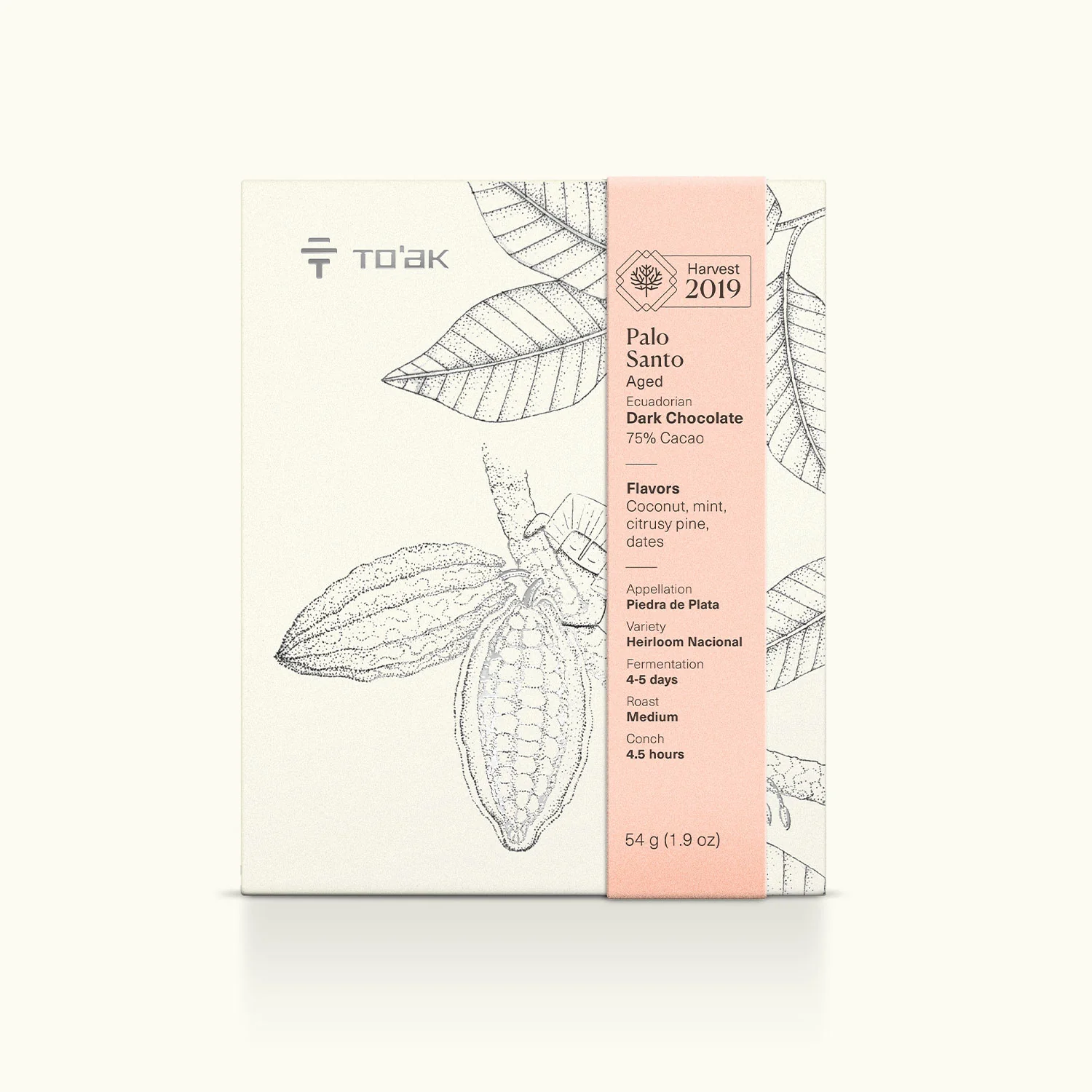 TOAK dunkle Schokolade in weißer Verpackung mit Rosal label
