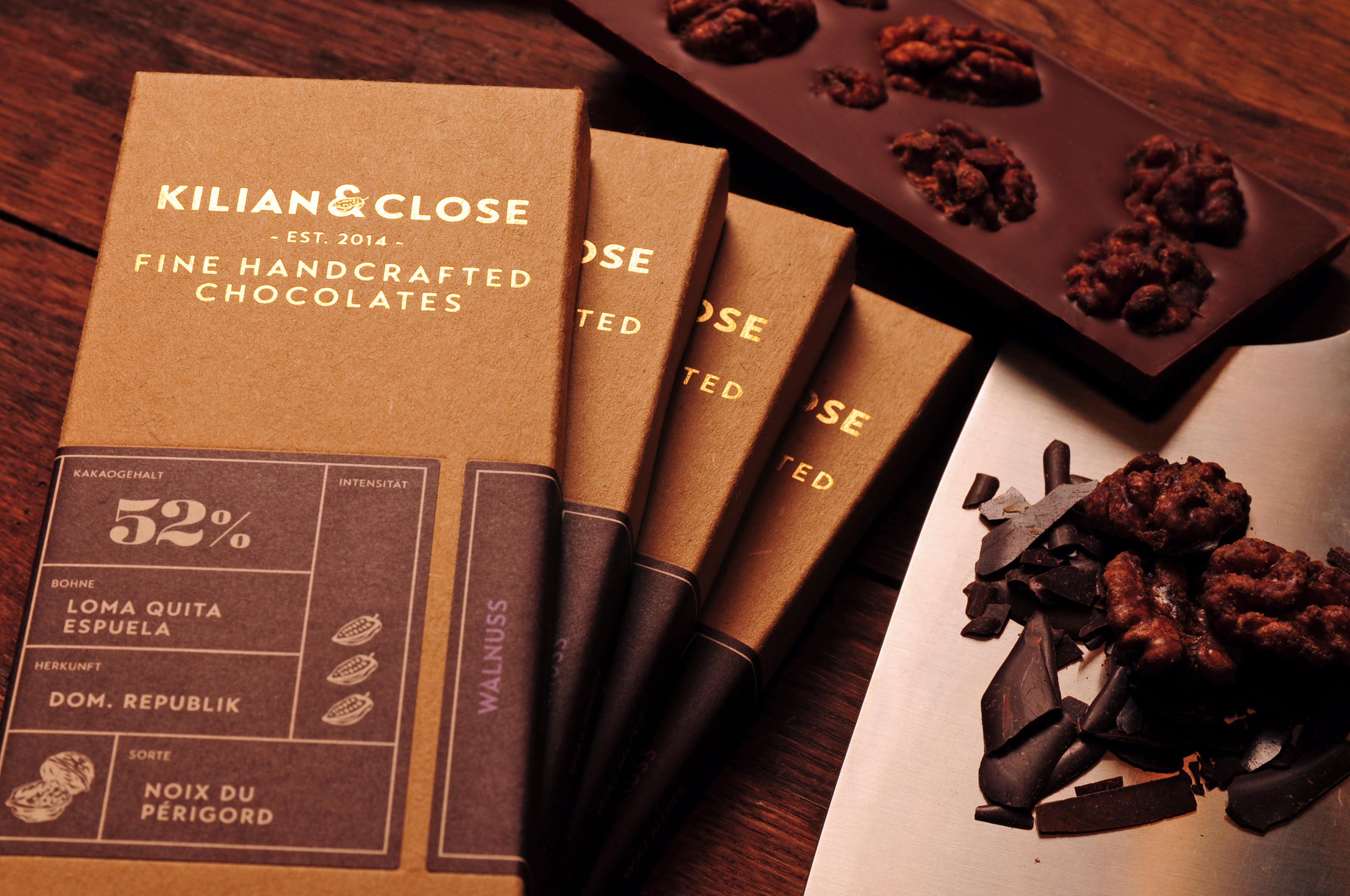 KILIAN & CLOSE | Schokolade mit Walnuss 52% | BIO | 80g