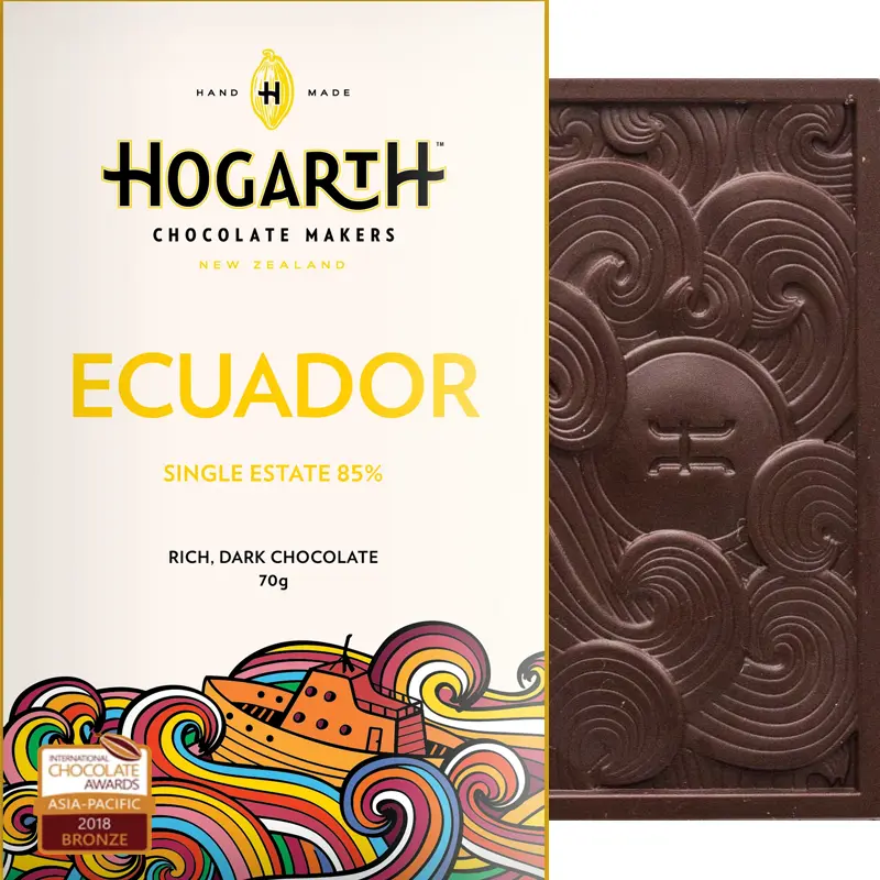 Ecuador 85% Schokolade von Hogarth Chocolate Neuseeland