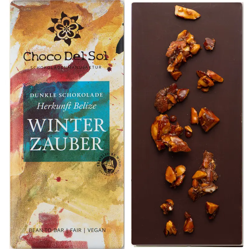 CHOCO DEL SOL | Dunkle Schokolade »Winterzauber« 75% | BIO | 58g MHD 19.11.2025 Winterzauber Schokolade von Choco del Sol