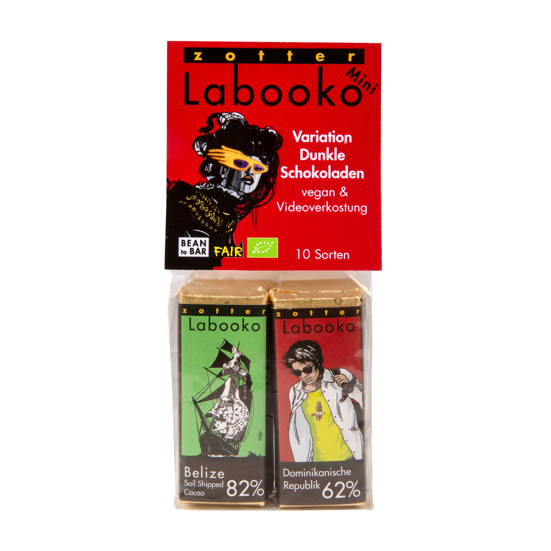 ZOTTER Schokoladen | »Labooko« Dunkle Variation Mini | BIO | 80g Labooko dunkle Schokoladen von Zotter