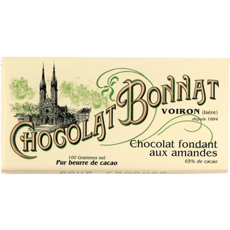 Dunkle Schokolade von Bonnat mit Mandeln