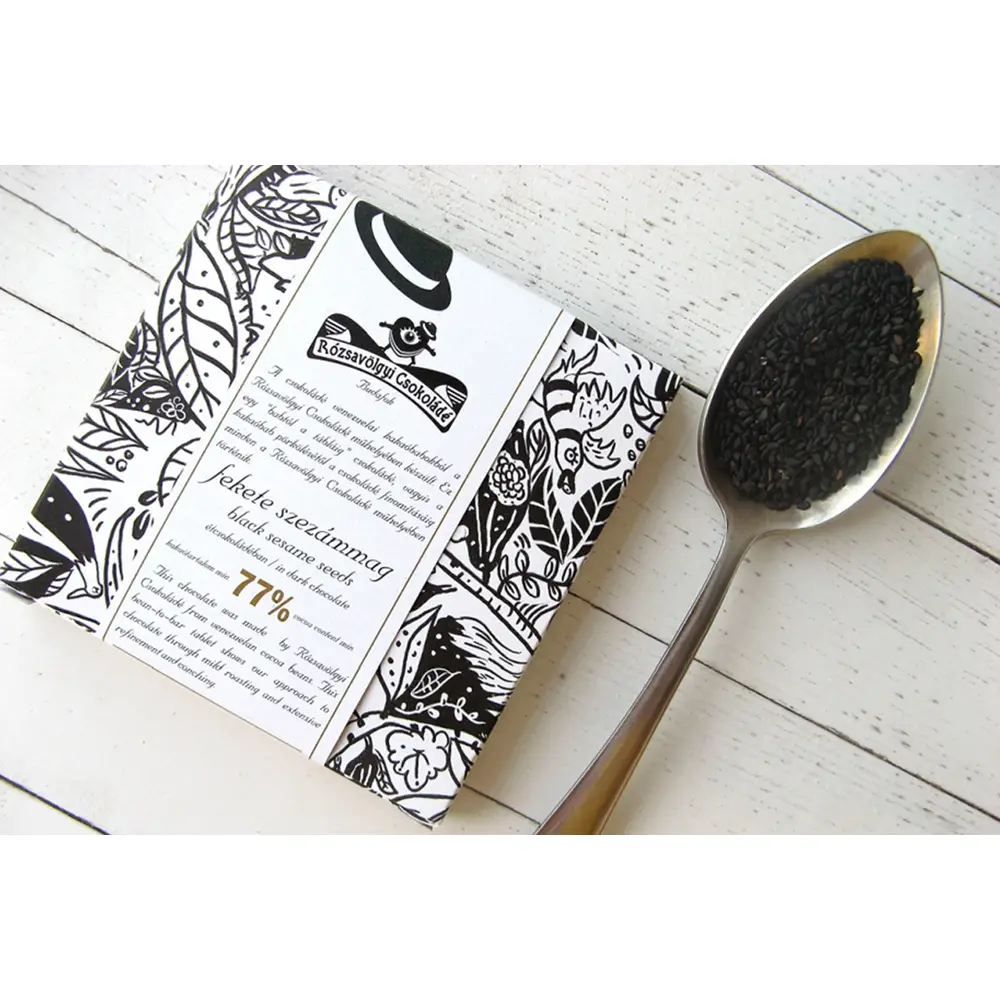 Rózsavölgyi Black Sesame dunkle Schokolade mit ganzen schwarzen Sesamsamen