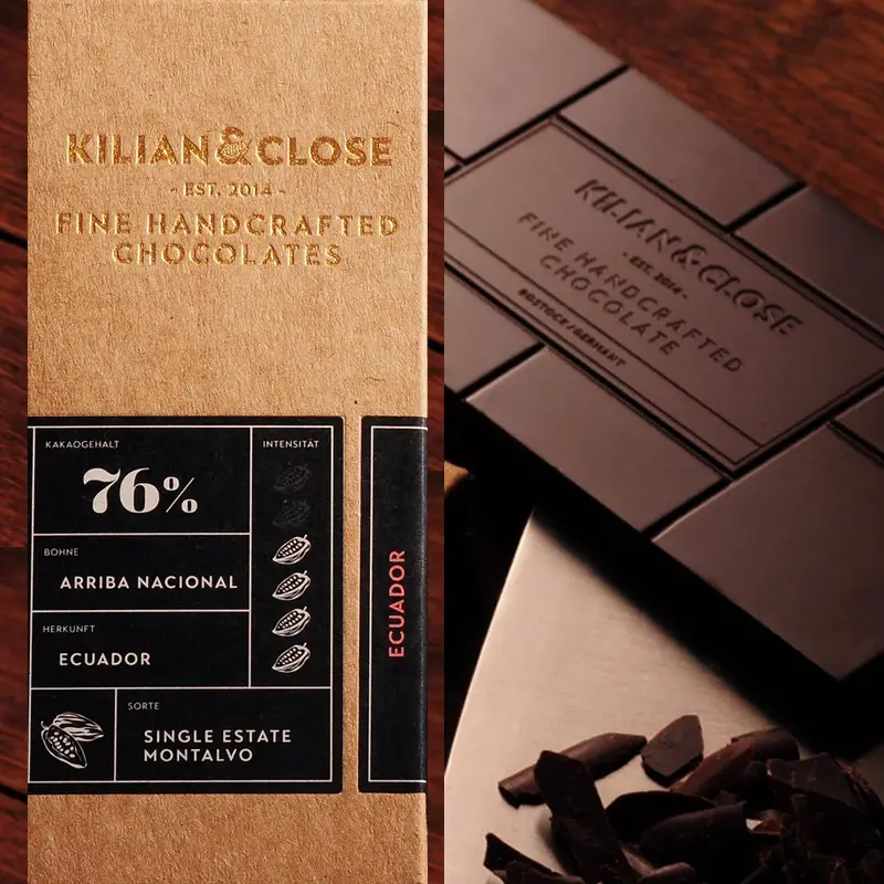 KILIAN & CLOSE | Dunkle Schokolade »Ecuador | Arriba« 76% Arriba Nacional Ecuador Schokolade von Kilian Close aus Waren Müritz