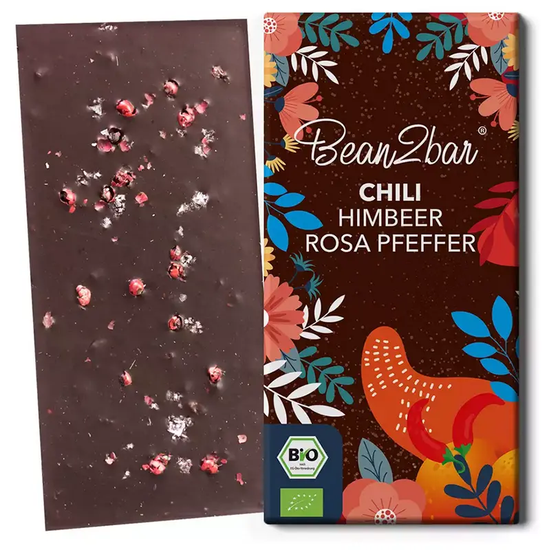 Himbeere und Rosa Pfeffer in Schokolade von Edelmond