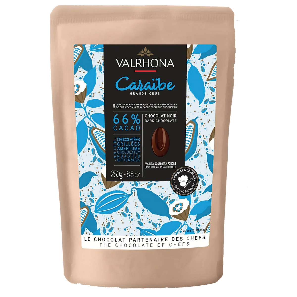 Tüte VALRHONA Caraïbe 66 % – Premium Couverture‑Schokolade aus Frankreich