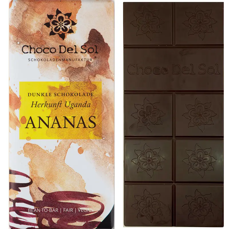 CHOCO DEL SOL | Dunkle Schokolade »Ananas« | BIO | 58g Pinapple Ananas Schokolade von Choco del Sol