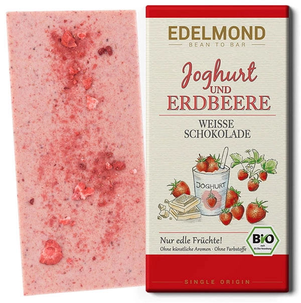 EDELMOND | Weisse Schokolade »Joghurt & Erdbeere« BIO | 80g