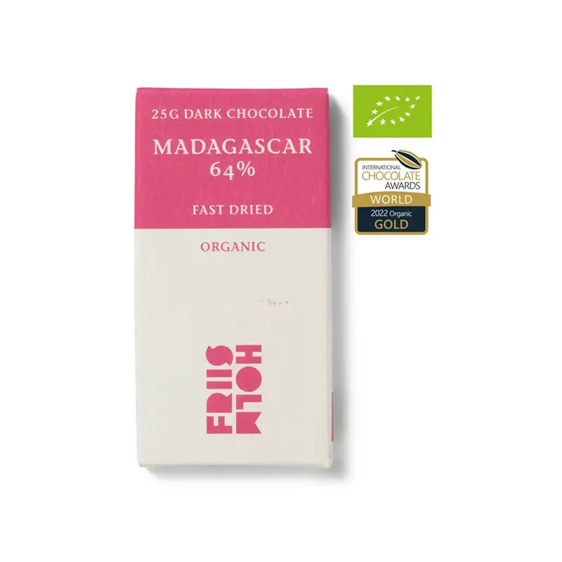 FRIIS-HOLM | Dunkle Schokolade »Fast Dried« Madagascar 64% | BIO | 25g - kleine Tafel MHD 31.12.2025 Fast dried Bio-Schokolade Madagascar 64% von friis Holm