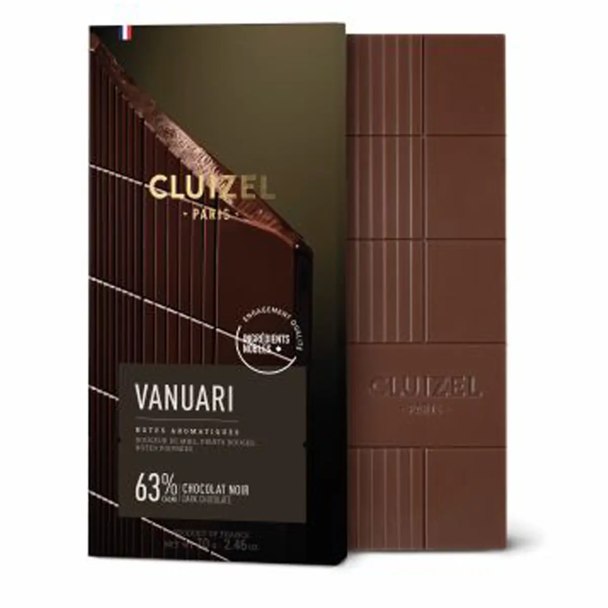 CLUIZEL Vanuari Noir 63 % dunkle Schokoladentafel mit Honig- und Fruchtaromen