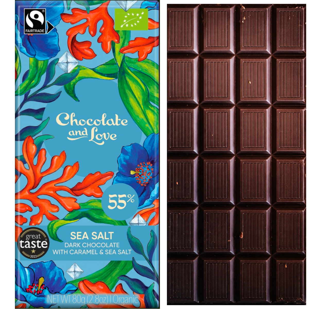 CHOCOLATE & Love Caramel & Sea Salt 55% – dunkle Schokolade aus Peru & Dominikanischer Republik