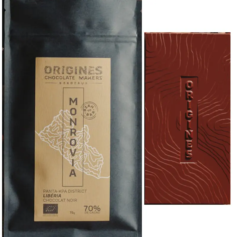 ORIGINES | Dunkle Schokolade »Monrovia Liberia« 70% | BIO | 75g Monrovia 70% Schokolade von Origines Chocolate Makers Bordeaux