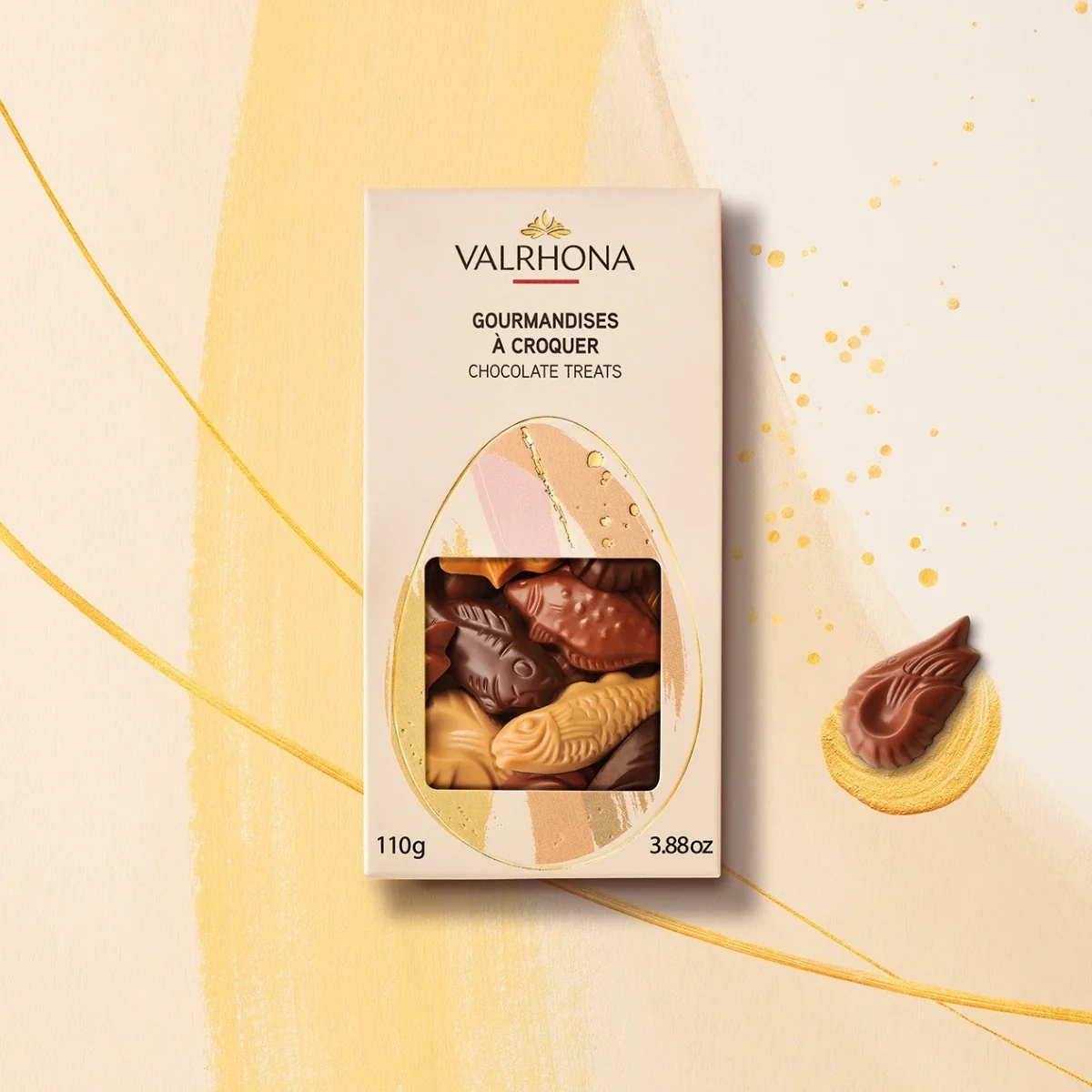VALRHONA | Schokoladenfische Dark , Milk & Dulcey »Gourmandises à Croquer« Pralinen 110g