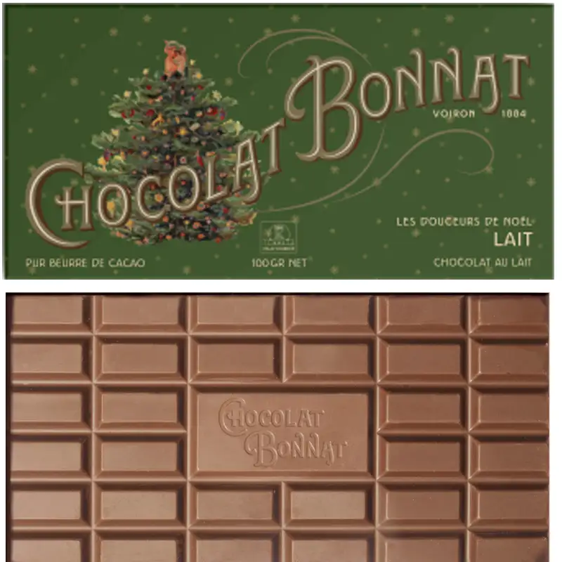 BONNAT Milchschokolade | Chocolat »Lait de Noël« 65% | 100g Weihnachtsschokolade Milchschokolade von Bonnat Frankreich Lait