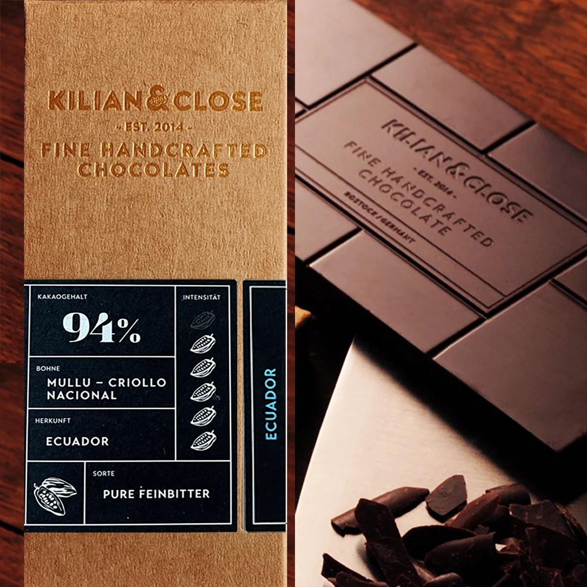 KILIAN & CLOSE | Dunkle Schokolade Ecuador »Mullu Criollo Nacional« 94% | BIO | 80g