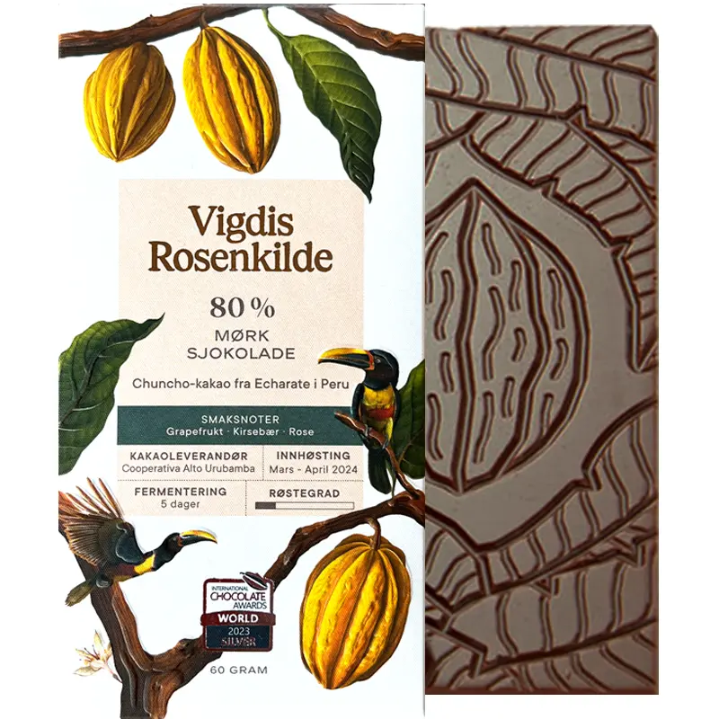 VIGDIS ROSENKILDE | Dunkle Schokolade »Chuncho – Echarate Peru« 80% | 60g Prämierte 80% Schokolade Peru von Vigdis Rosenkilde Norwegen