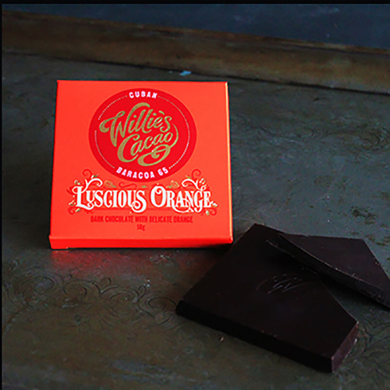 WILLIE's Cacao | Dunkle Schokolade »Luscious Orange« 65% | 50g MHD 08.04.2023