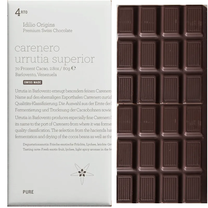 Prämierte schweizer Schokolade 4rto Carenero urrutia superior von idilio Origins
