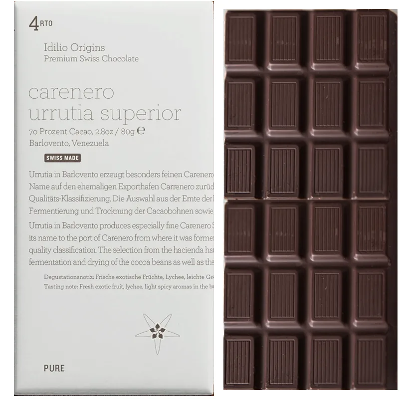 IDILIO ORIGINS | Dunkle Schokolade »4rto carenero urrutia superior« Venezuela 70% | 80g Prämierte schweizer Schokolade 4rto Carenero urrutia superior von idilio Origins