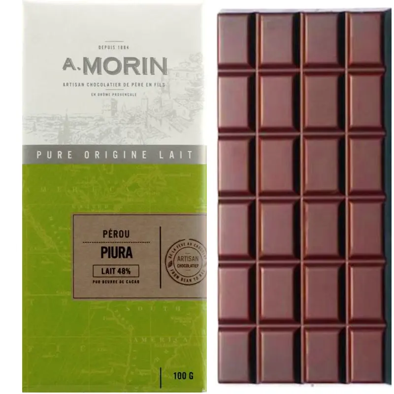 A. MORIN | Bio-Milchschokolade Perú »Piura« 48% | 100 g A. Morin Piura 48% – Bio-Vollmilchschokolade aus Perú, Single-Origin Bean-to-Bar