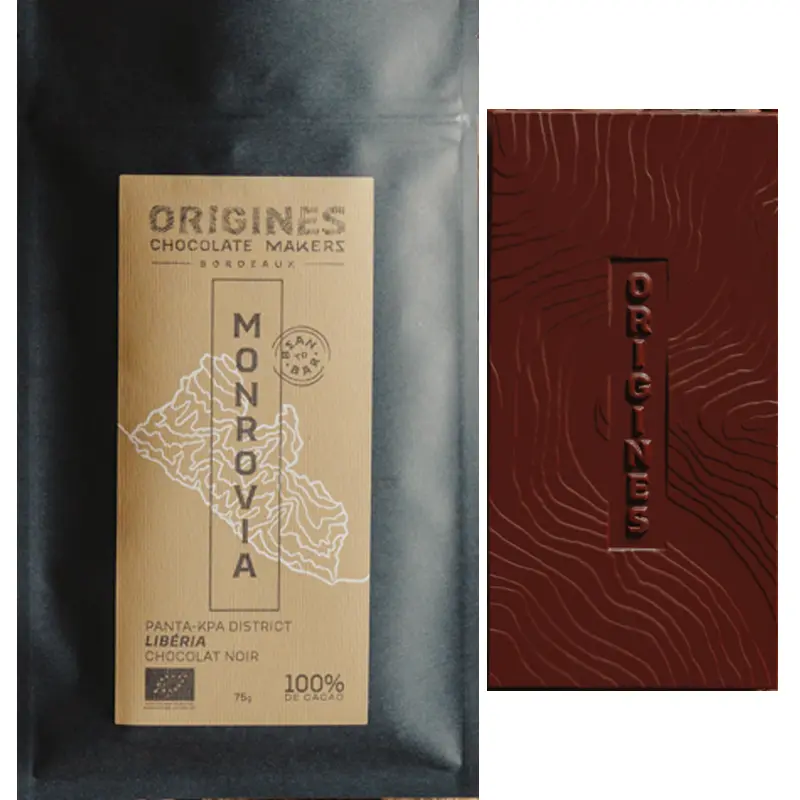 ORIGINES Schokoladen | Kakaomasse »Monrovia Liberia« 100% | BIO | 75g 100% kakaomasse Schokolade Monrovia von Origines Chocolate Makers Bordeaux
