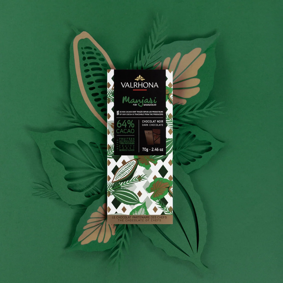 Madagaskar VALRHONA Manjari dunkle Schokolade mit fruchtigen Kakaoaromen