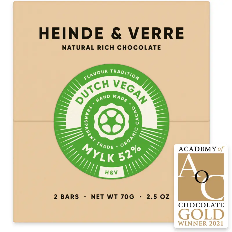 Dutch Vegane prämierte Milchschokolade Heinde und Verre