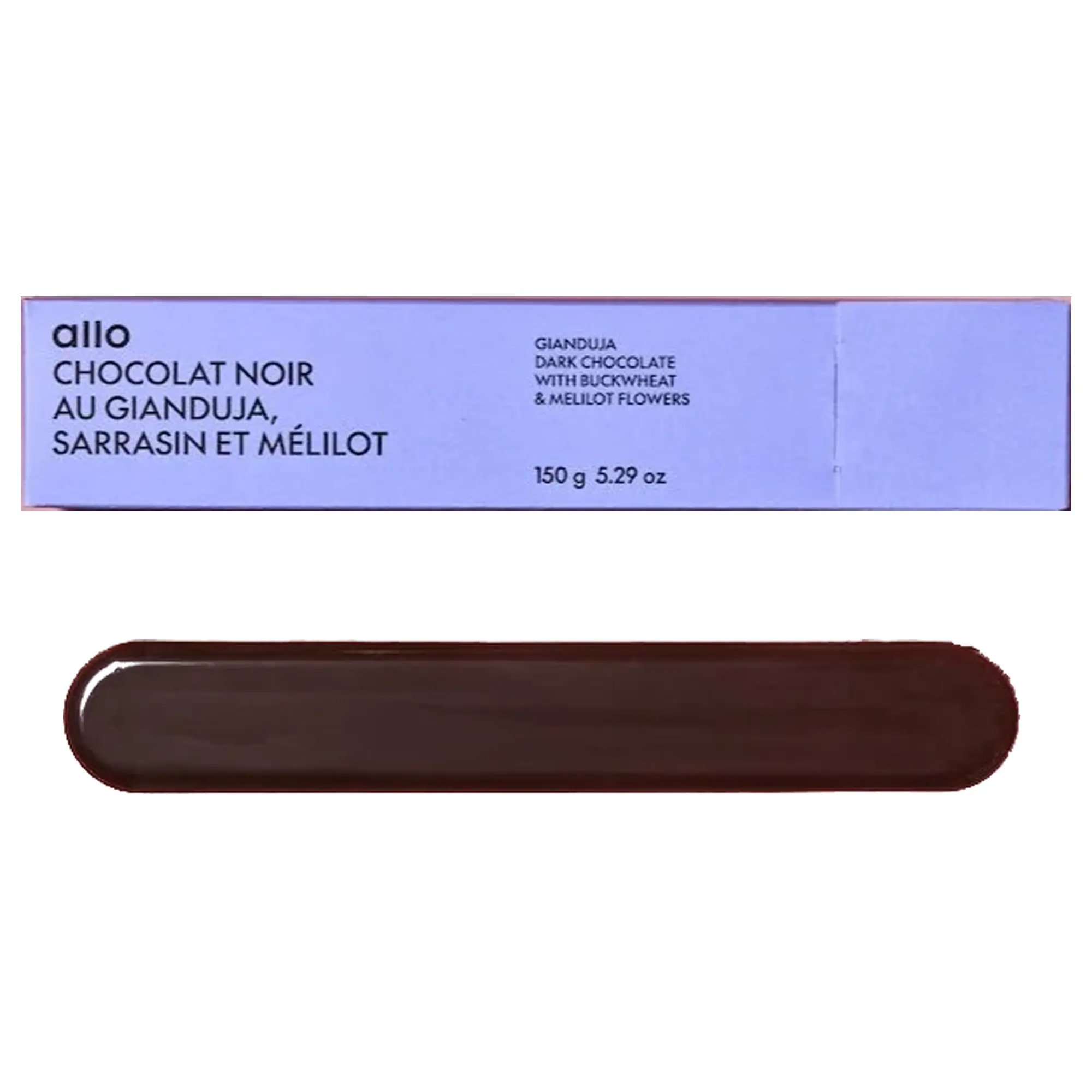 ALLO SIMONNE | Nougatbarren mit Buchweizen & Steinkleeblüte »Noir au Gianduja Sarrasin et Mélilot« 70% | 150g Gianduja Noir Nougatbarren von Allo Simonne Kanada