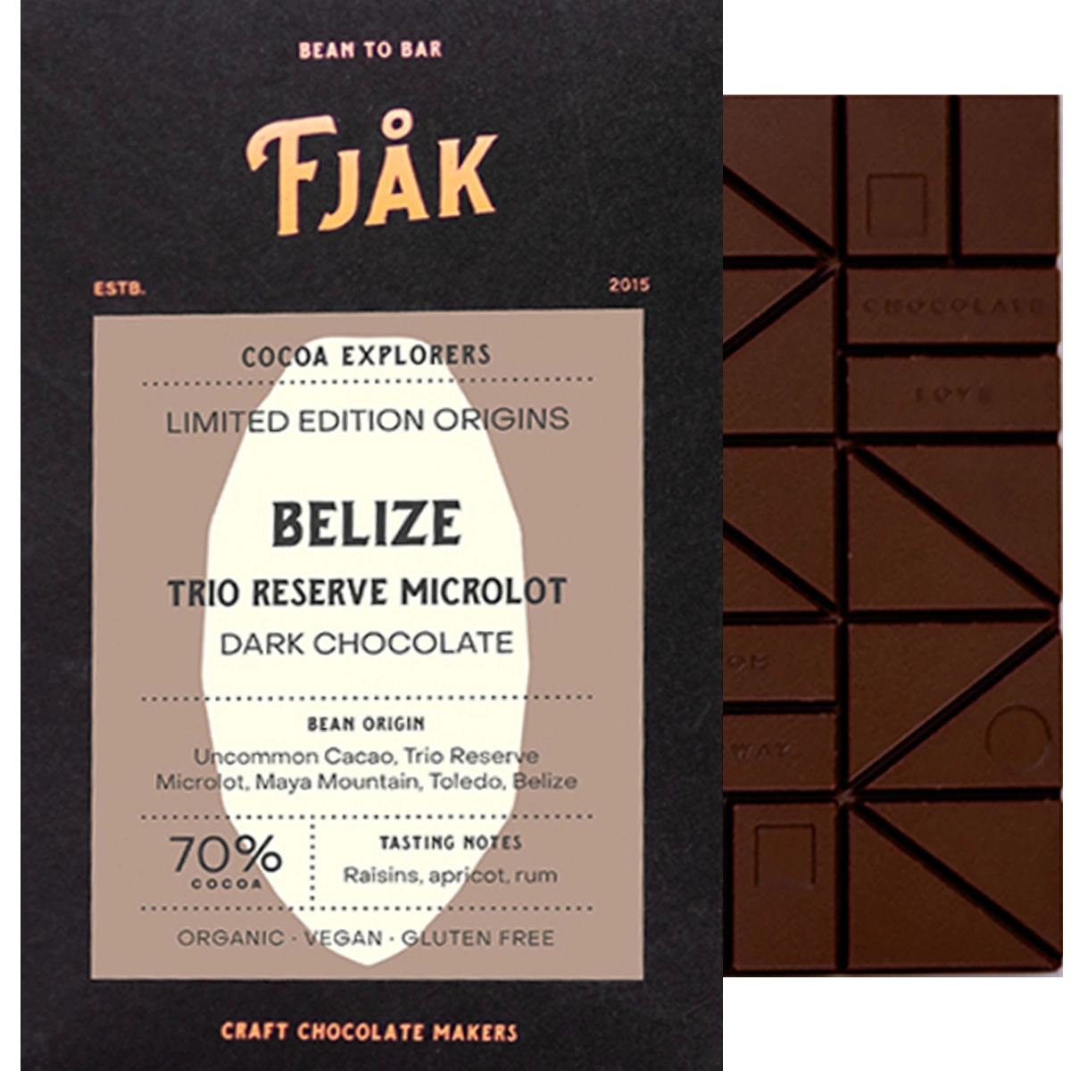 FJAK Trio Reserve Microlot 70 % – dunkle Schokolade aus Belize, Single-Origin