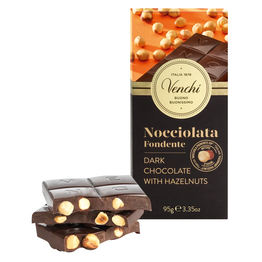 VENCHI | Dunkle Schokolade mit ganzen Haselnüssen »Nocciolata Fondente« 60% | 95g Dunkle Schokolade mit Haselnuss Nocciolata von Venchi