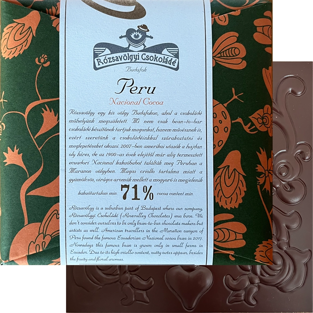 Rózsavölgyi Peru Nacional Cocoa 71 % – Dunkle Schokolade aus Peru, Single-Origin