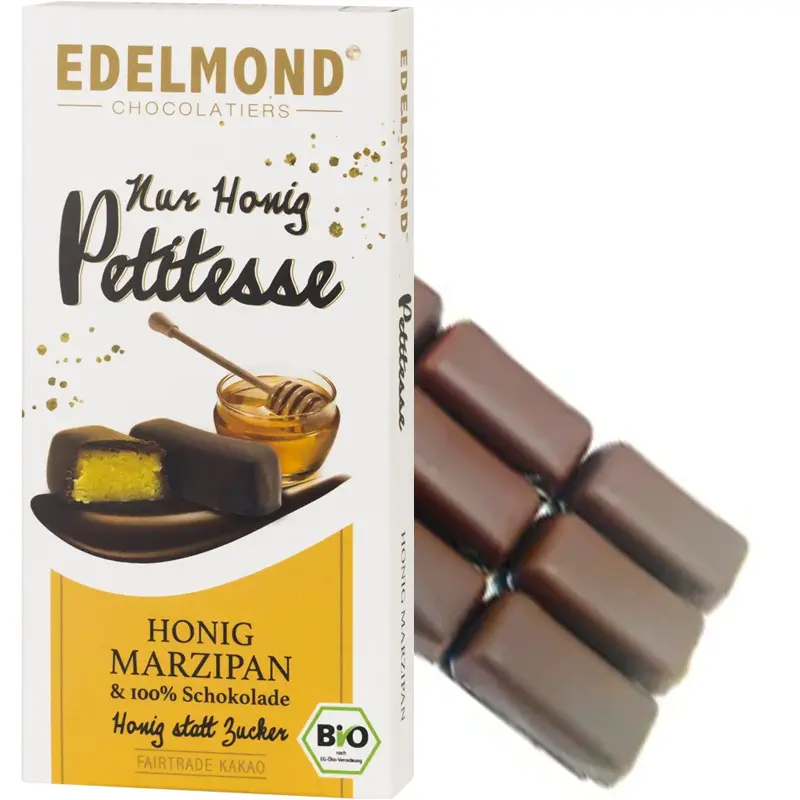EDELMOND | Honig Marzipan & Schokolade »Petitesse« 99% | BIO | 100g Honig Marzipan in dunkler Schokolade von Edelmond
