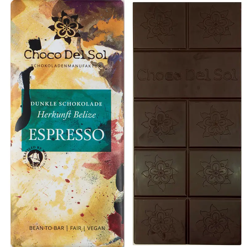 CHOCO DEL SOL | Dunkle Schokolade »Espresso« | BIO | 58g Espresso Schokolade von Rochsburg Choco del Sol