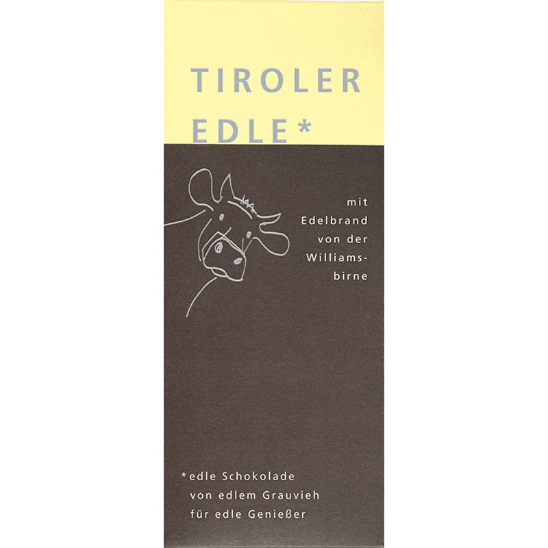 TIROLER EDLE | Dunkle Schokolade »Williamsbirne« 60% |  50g MHD 01.09.2022