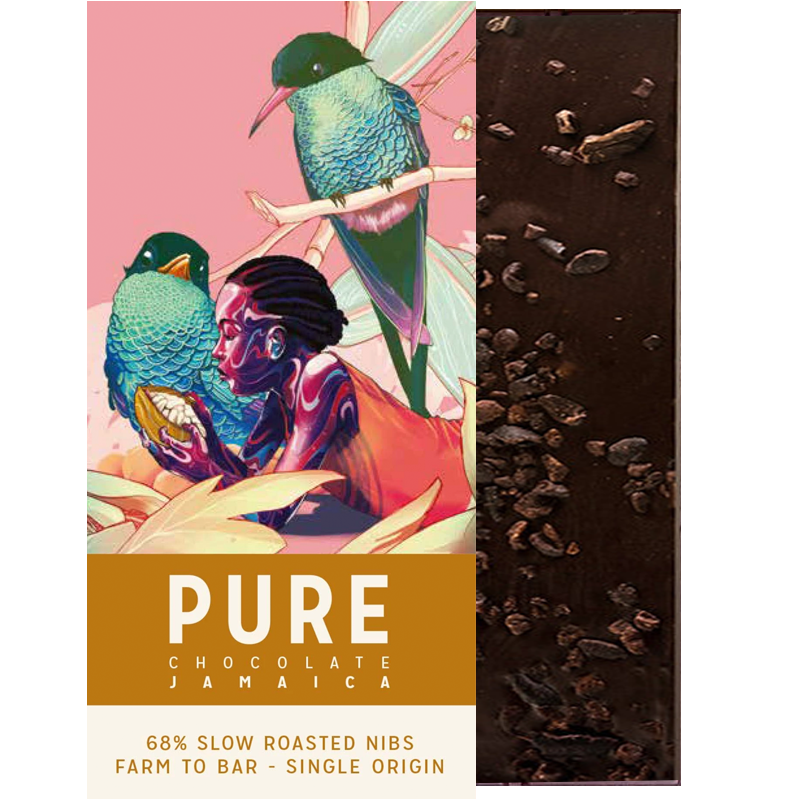 PURE Chocolate | Dunkle Schokolade »Jamaica Slow Roasted Nibs« 68% | 60g Schokolade mit Nibs von Pure ChocolateJ