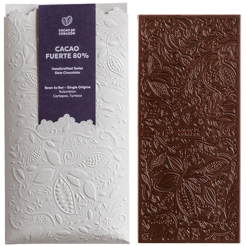 Cacao Fuerte 80% Schweizer Single Origine Schokolade von Cacao de Corazón