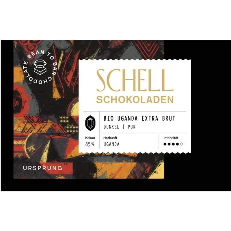 SCHELL | Dunkle Schokolade »Uganda Extra Brut« 85% | BIO | 50g Uganda 85% Schokolade von Eberhard Schell