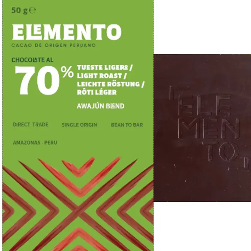 ELEMENTO | Dunkle Schokolade »Awajún Blend Peru – Leichte Röstung« 70% | 50g Dunkle Schokolade light roast von Elemento