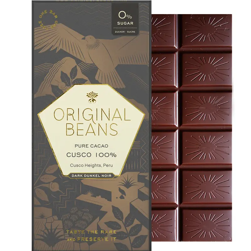 ORIGINAL BEANS Schokoladen | Cusco »Chuncho« Kakaomasse 100% | BIO | 70g Cusco 100 Kakaomasse von Original Beans Schokolade