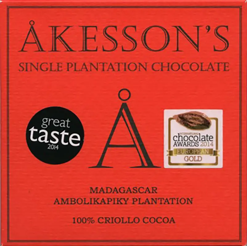 Dunkle Akesson's Schokolade Madagascar Criollo mit 100%  Kakaogehalt ohne Zucker