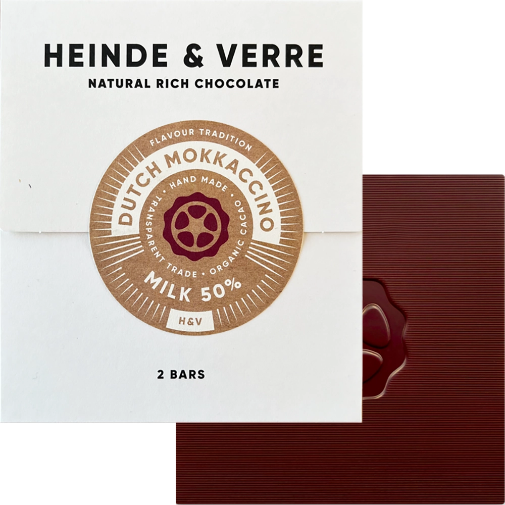 HEINDE & VERRE Dutch Mokkaccino 50 % – Gold 2025 ausgezeichnete Milchschokolade