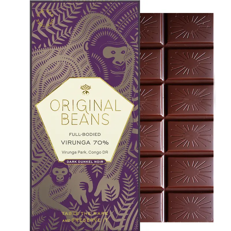 ORIGINAL BEANS | Dunkle Schokolade »Cru Virunga« Congo 70% | BIO | 70g Virunga 70 % Schokolade von original beans