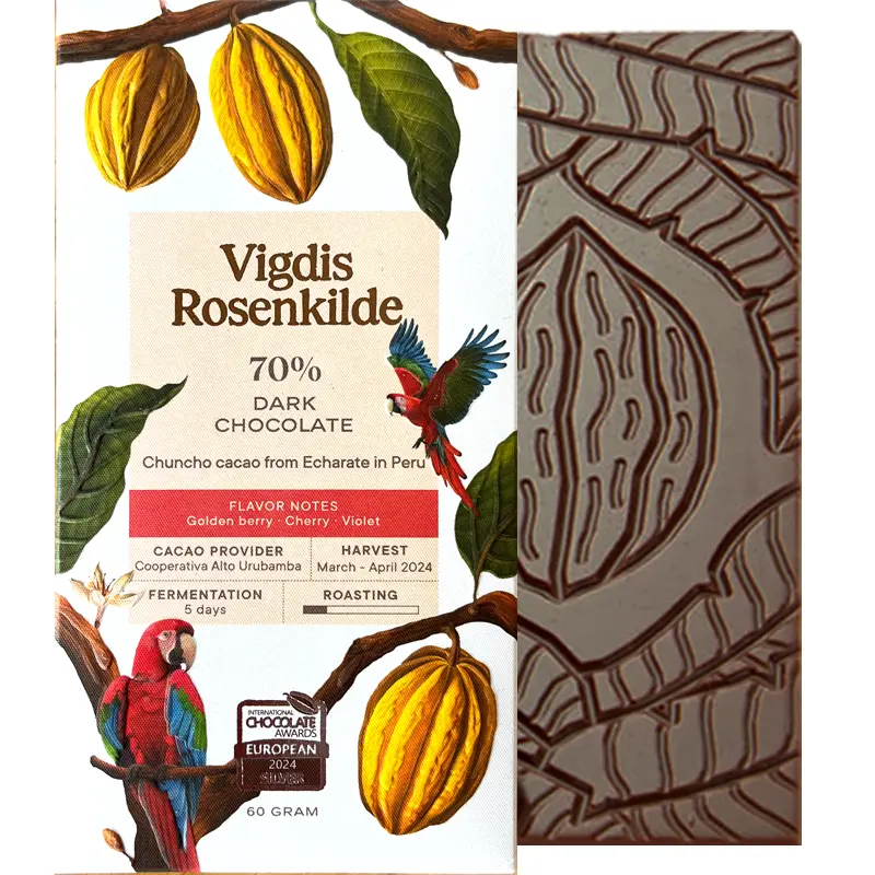 VIGDIS ROSENKILDE | Dunkle Schokolade »Chuncho – Echarate Peru« 70% | 60g Prämierte Schokolade Peru von Vigdis Rosenkilde Norwegen