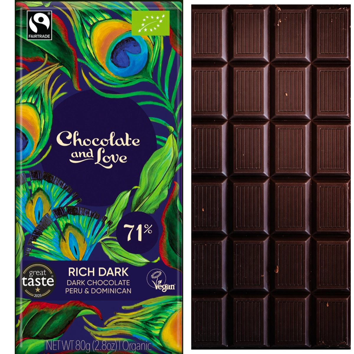 CHOCOLATE & Love Rich Dark 71% – Bio Dunkelschokolade aus Peru und Dominikanischer Republik