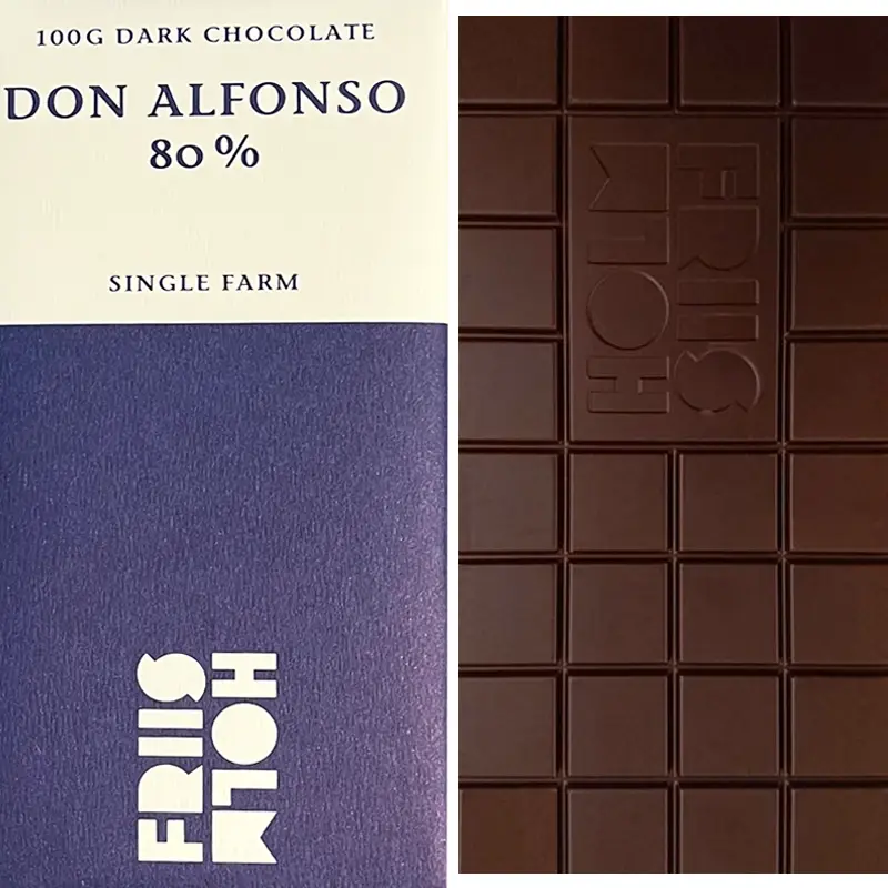 FRIIS-HOLM Don Alfonso 80 % dunkle Single-Farm-Schokolade aus Nicaragua 100 g