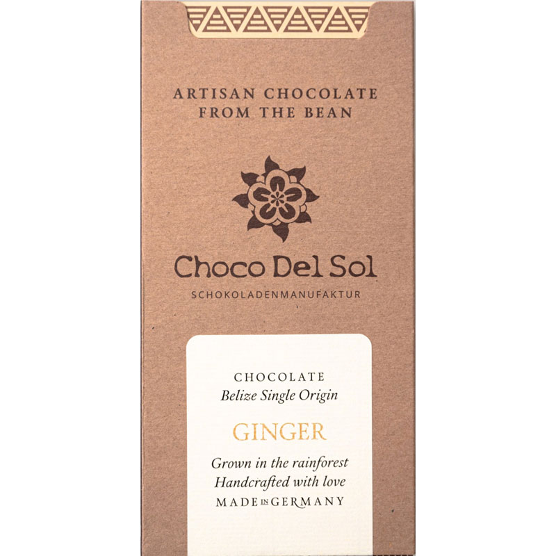 CHOCO DEL SOL | Dunkle Schokolade & Ingwer »Ginger« 82% | BIO | 58g