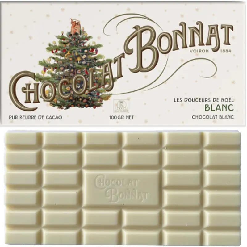 BONNAT | Weiße Schokolade »Blanc de Noël« | 100g Weiße Weihnachtsschokolade von Bonnat
